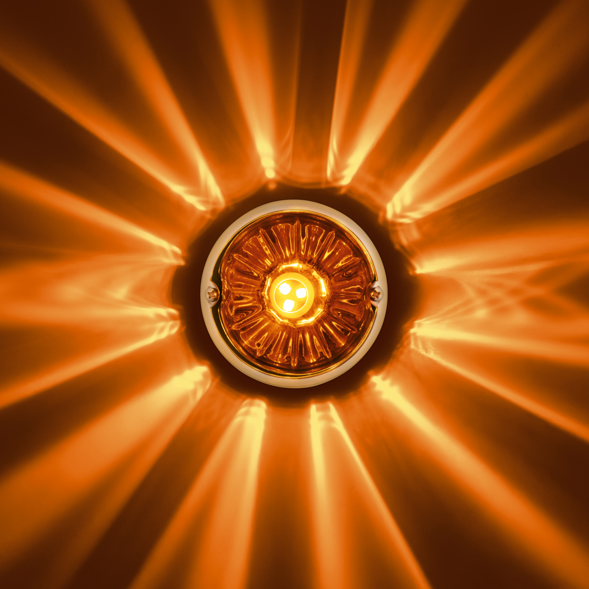 UltraBurst Glass Watermelon Flush Mount Kit With 18 LED Bulb-Amber LED/Dark Amber Lens