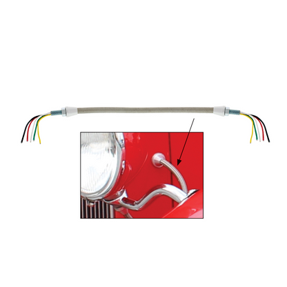 12-3/4" Braided SS Headlight Conduit With 5 Wires For 1928-1932 Ford Car/Truck (Pair)