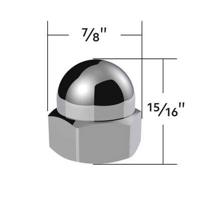3/4" X 15/16" Chrome Die-Cast Acorn Nut Cover (50 pcs/Box)