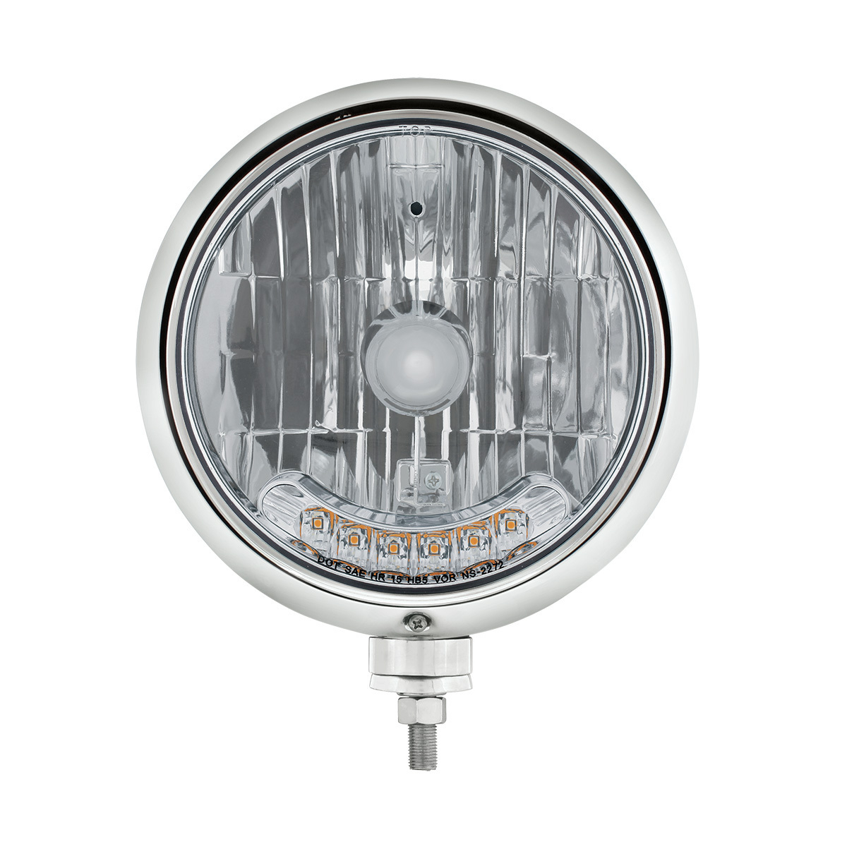 Black Guide 682-C Style Headlight H4 Bulb With 6 Amber LED