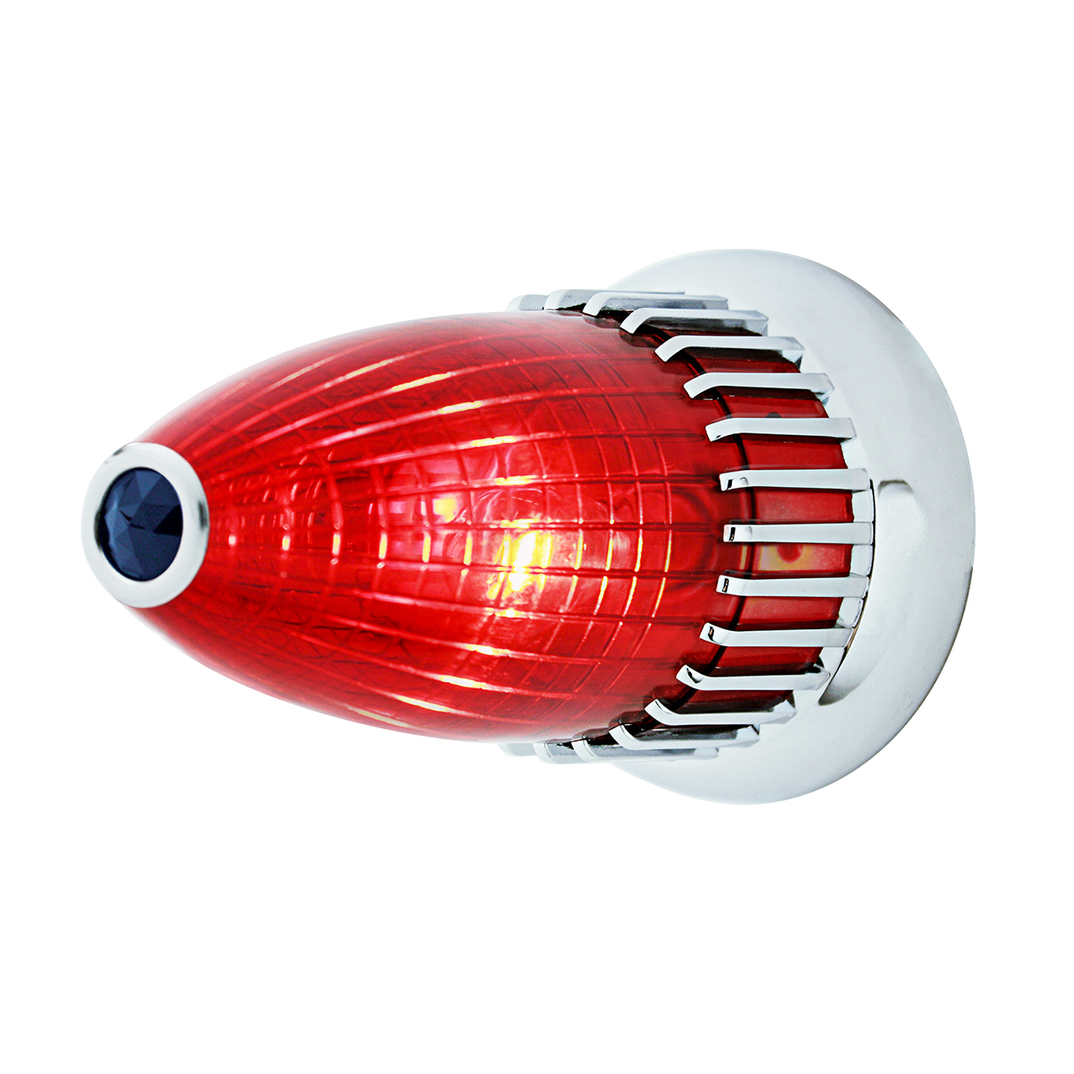 1959 Cadillac Style Tail Light With Flush Mount Bezel, Red Lens With Blue Dot