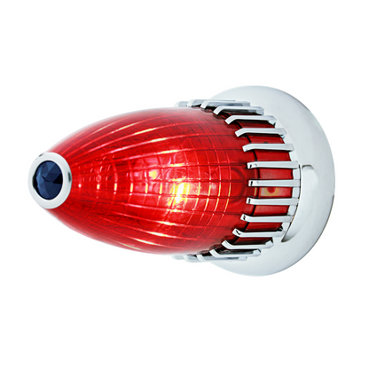 1959 Cadillac Style Tail Light With Flush Mount Bezel, Red Lens With Blue Dot