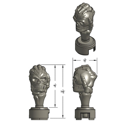 Thread-On Skull Gearshift Knob With 13/15/18 Speed Adapter - Chrome