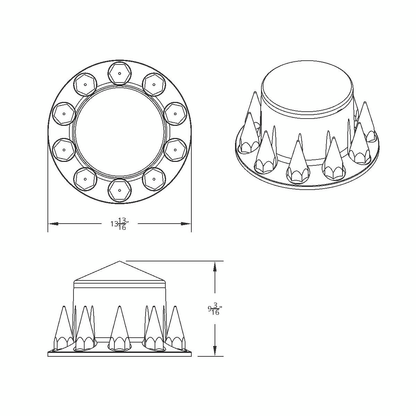 Pointed Rear Axle Cover With 33mm Spike Thread-On Nut Covers - Matte Black