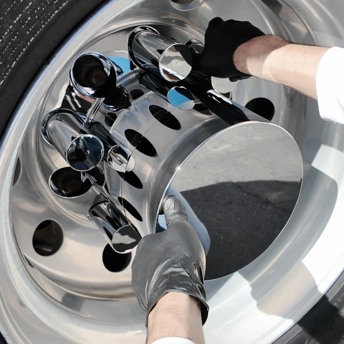 Chrome Plastic Extra Tall Flat Top Rear Axle Cover With 33mm Thread-On Tall Cylinder Nut Covers