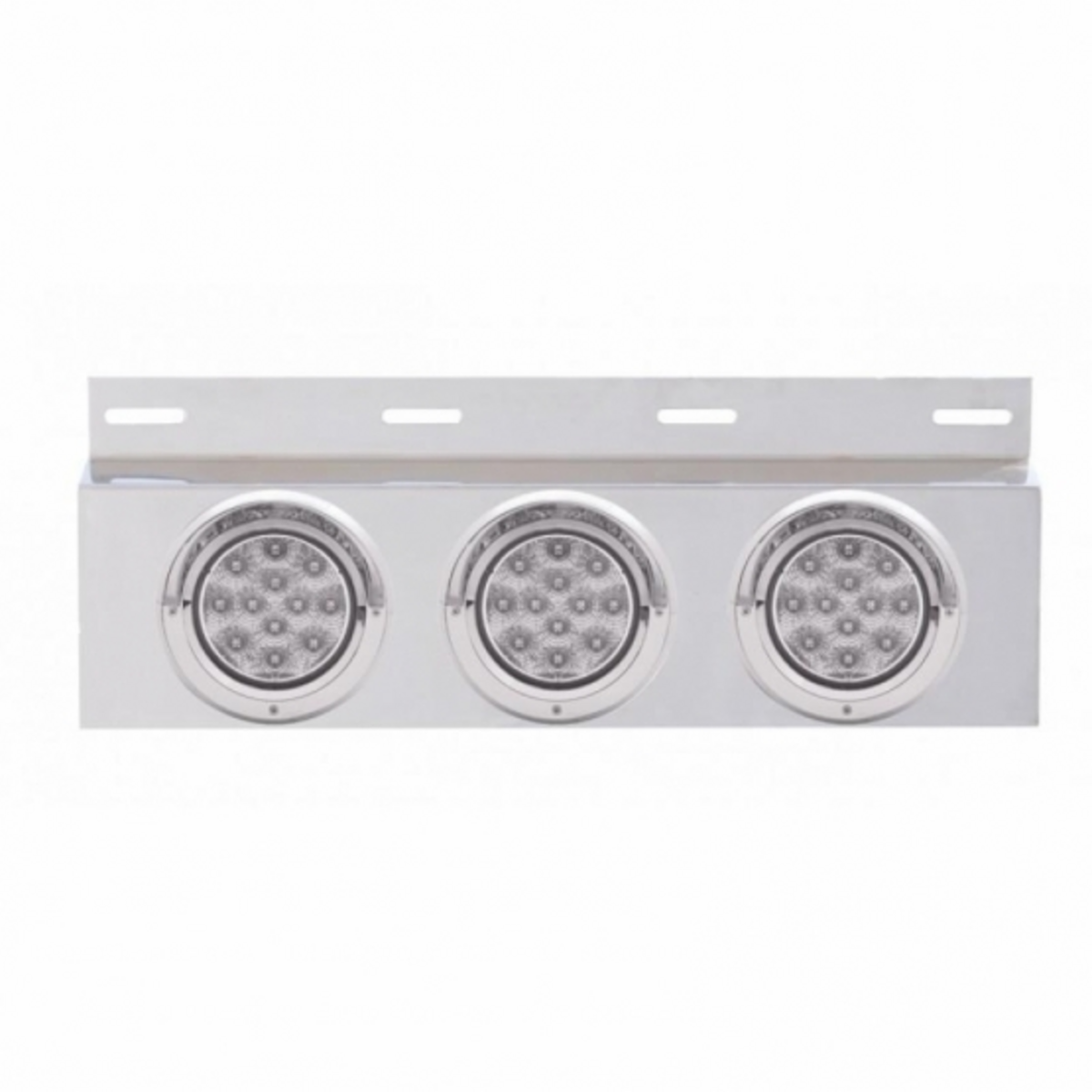 Stainless Top Mud Flap Plate With 3X 12 LED 4" Lights & Visors - Red LED/Clear Lens (Each)