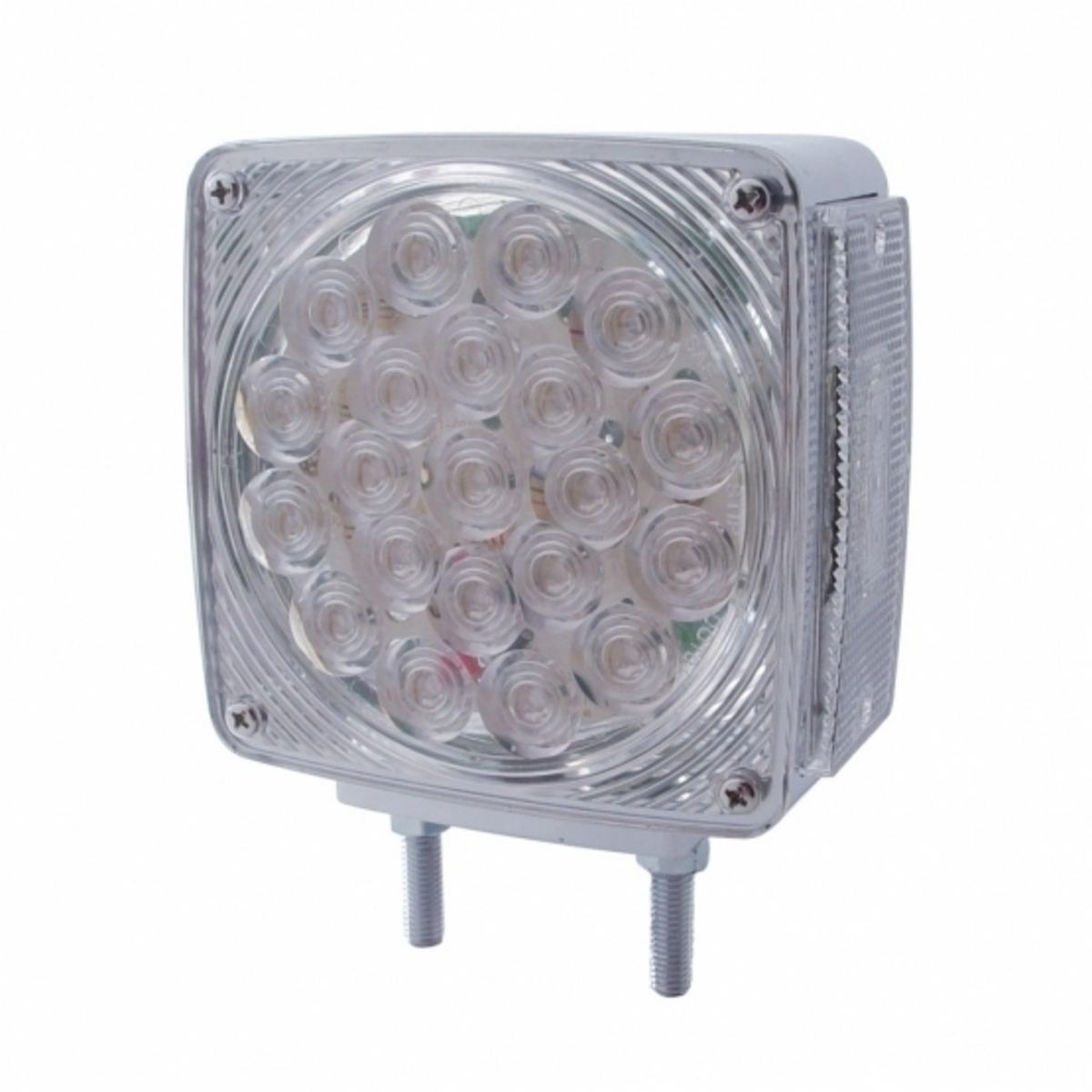 45 LED Double Stud Double Face Turn Signal Light (Driver) - Amber & Red LED/Clear Lens