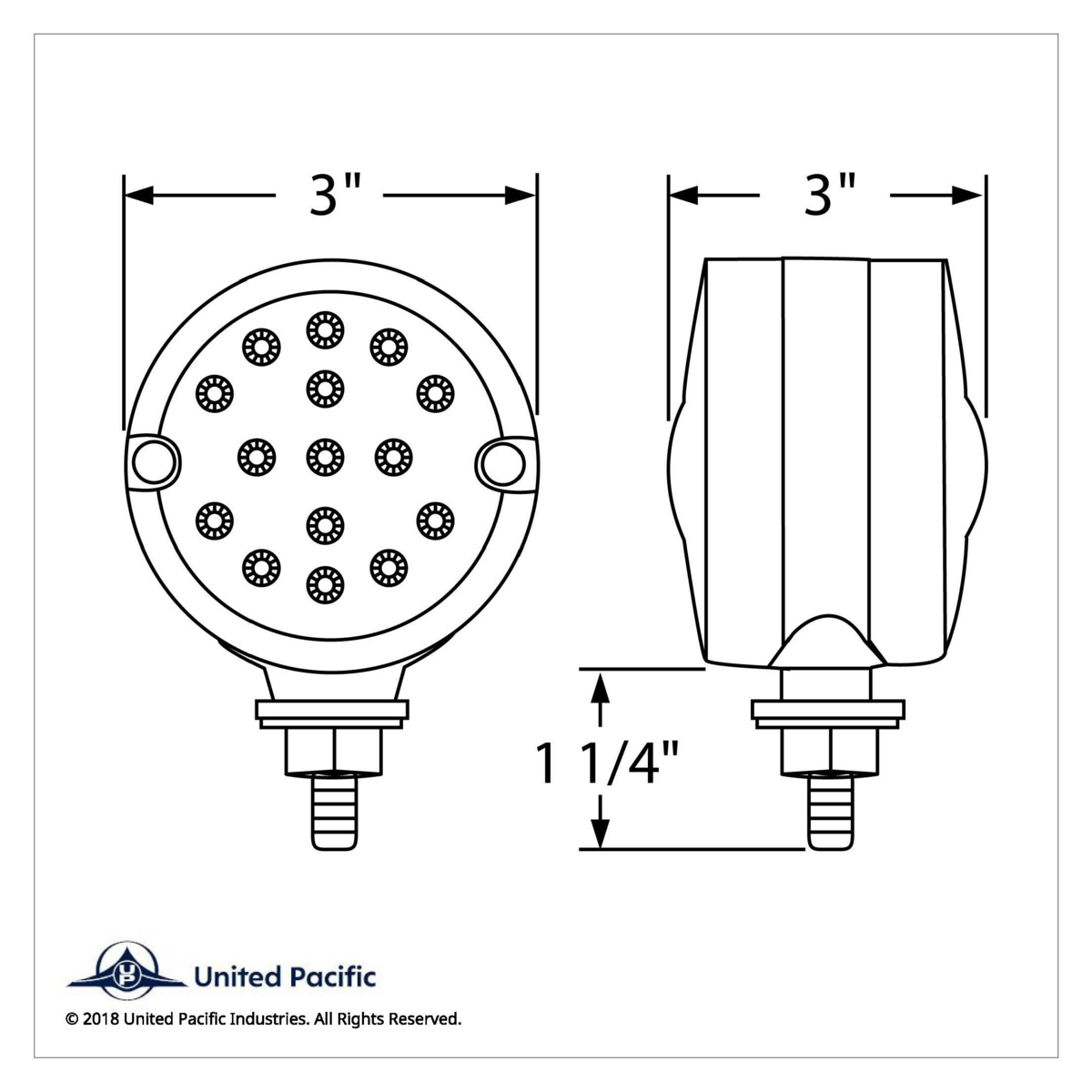 30 LED 3" Dual Function Reflector Double Face Light - Amber LED/Clear Lens