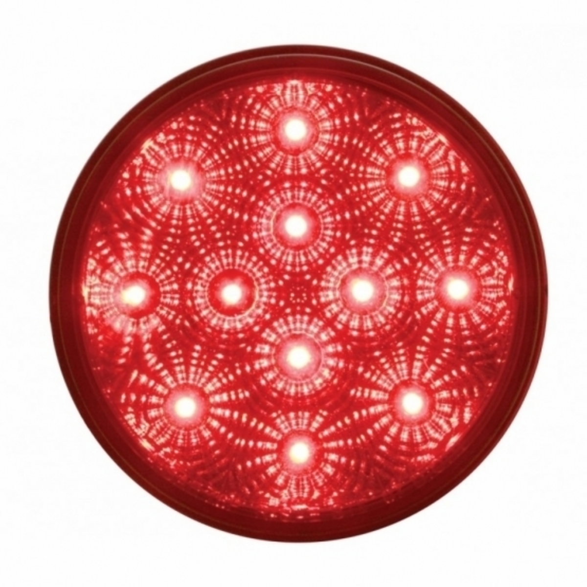 12 LED 4" Round Reflector Light Kit (Stop, Turn & Tail) - Red LED/Red Lens