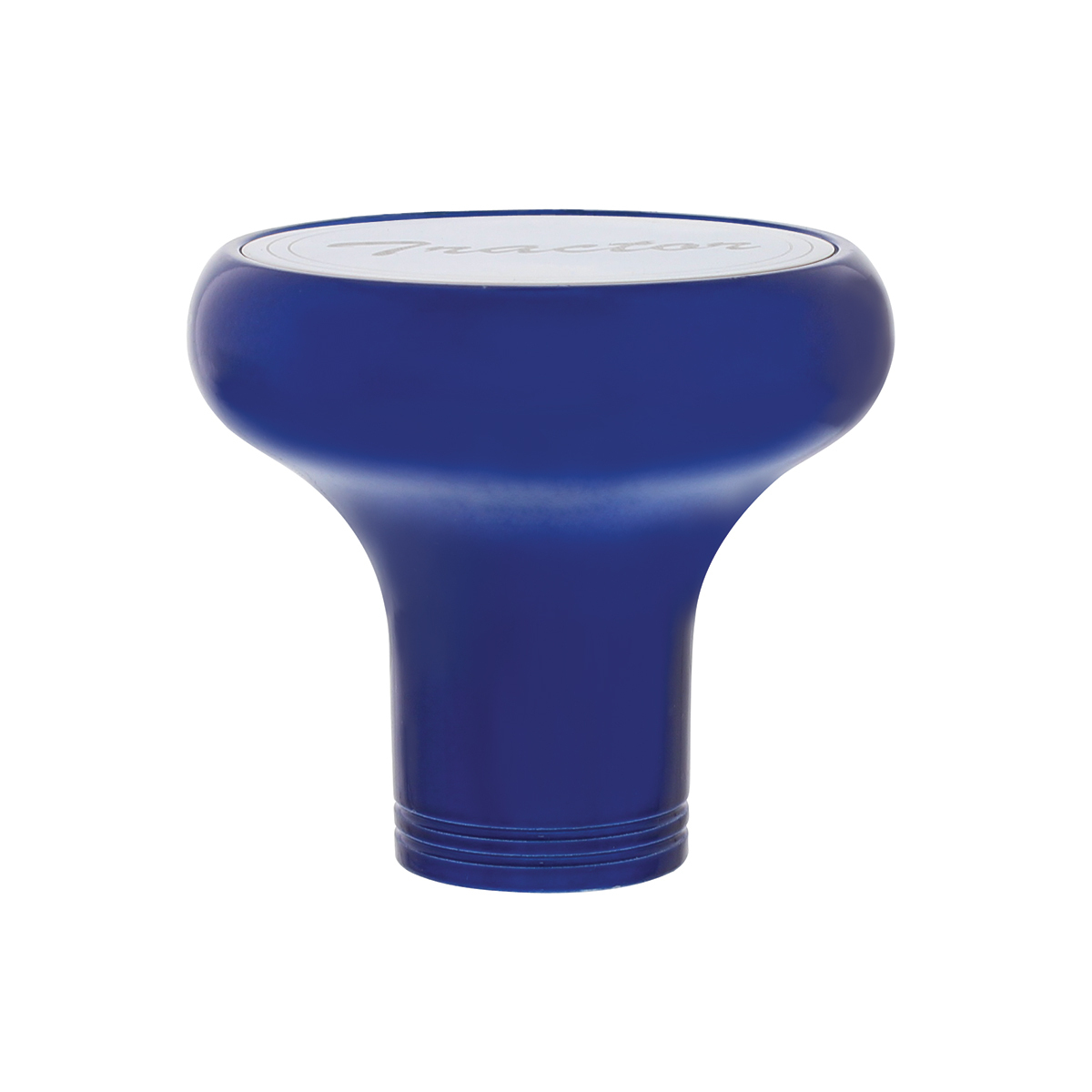 Deluxe Aluminum Screw-On Air Valve Knob With Stainless Tractor Plaque - Indigo Blue