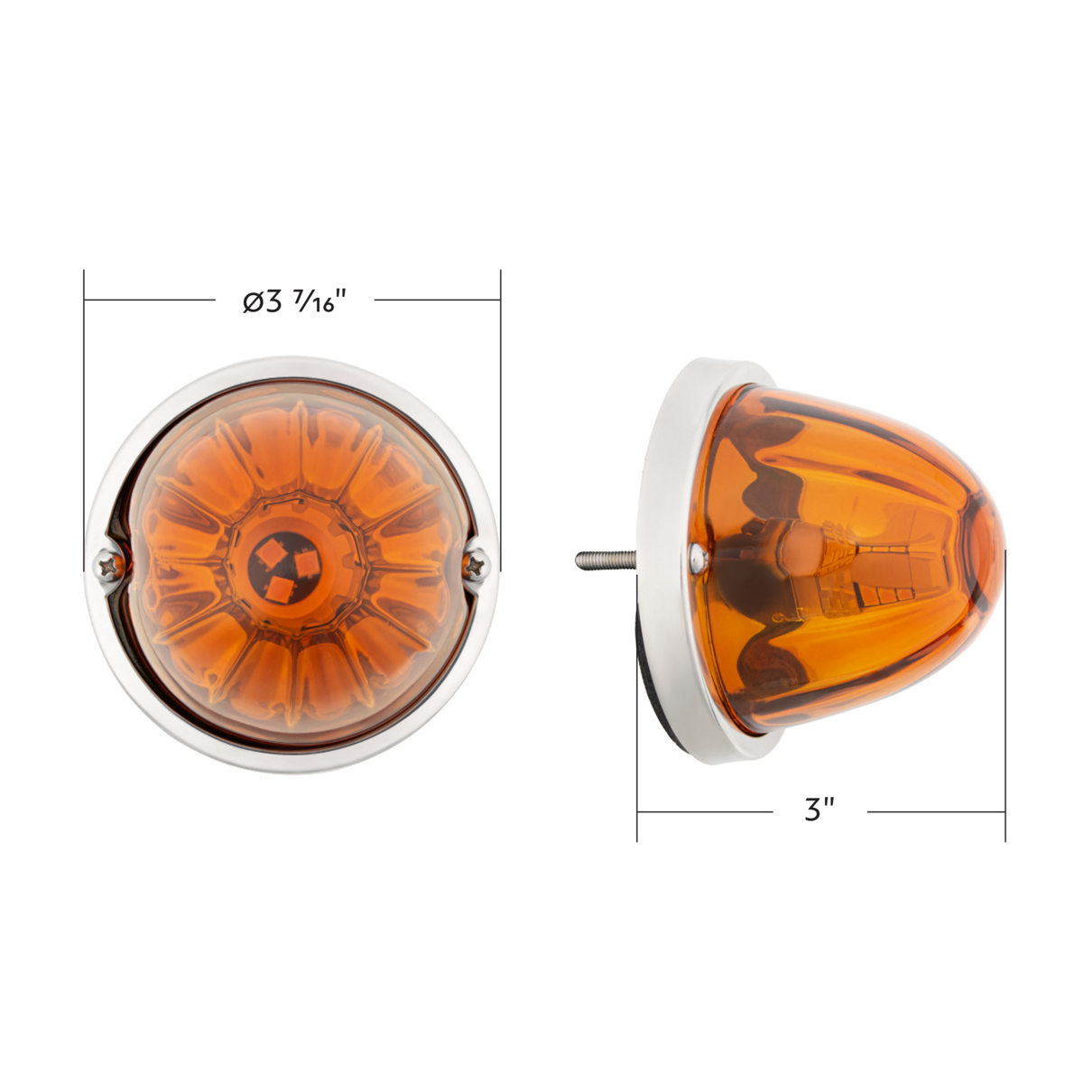 UltraBurst Glass Watermelon Flush Mount Kit With 18 LED Bulb-Amber LED/Amber Lens