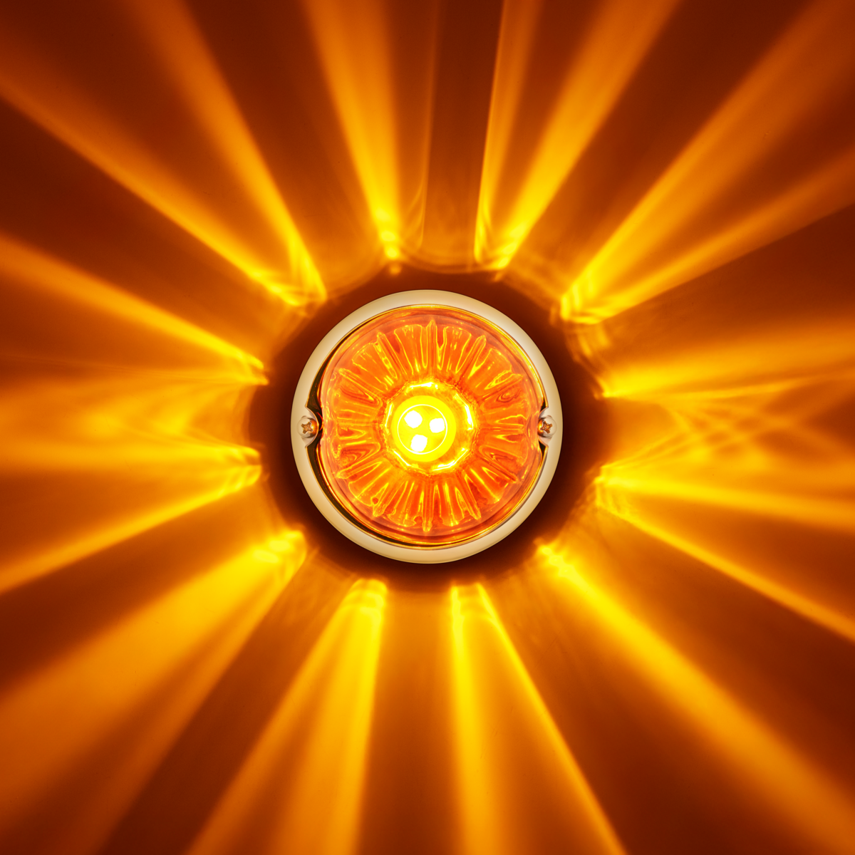 UltraBurst Glass Watermelon Flush Mount Kit With 18 LED Bulb-Amber LED/Amber Lens