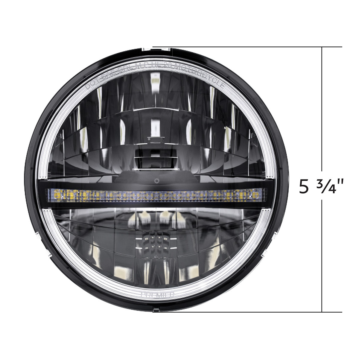 ULTRALIT - 20 High Power LED 5-3/4" Motorcycle Headlight With LED DRL/Position Light - Black