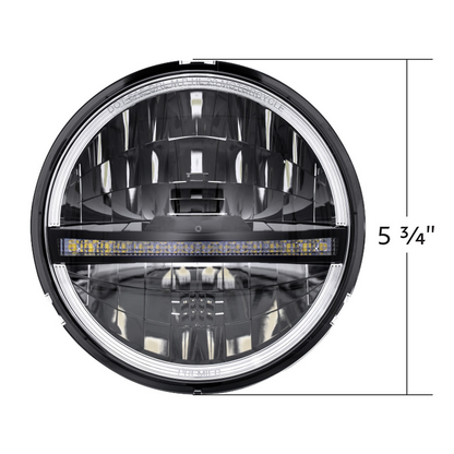 ULTRALIT - 20 High Power LED 5-3/4" Motorcycle Headlight With LED DRL/Position Light - Black