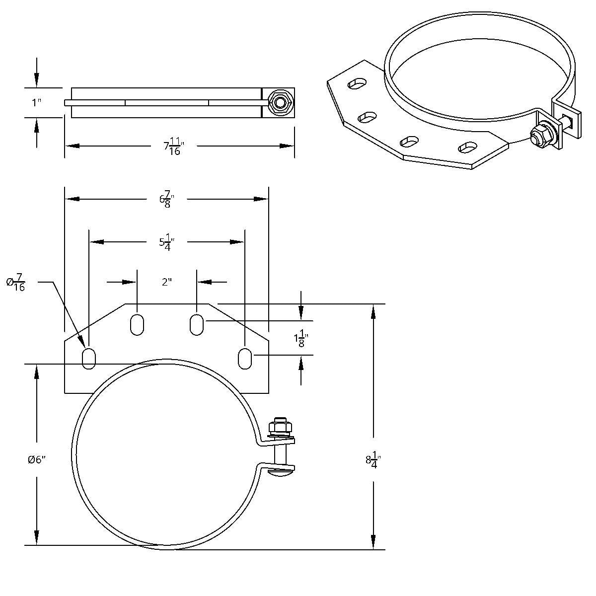 6" Chrome Exhaust Clamp For Peterbilt Ultra Cab