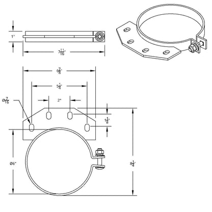 6" Chrome Exhaust Clamp For Peterbilt Ultra Cab
