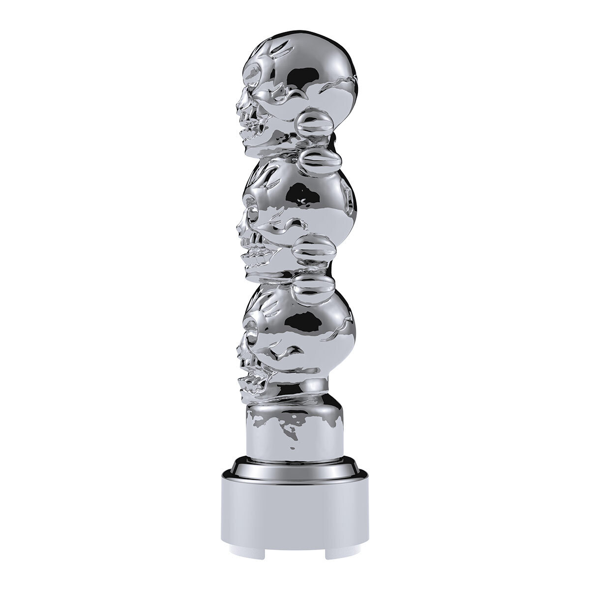 Thread-On 3-Skulls Gearshift Knob With Adapter For Eaton-Fuller 9/10 Speed Shifter-Chrome