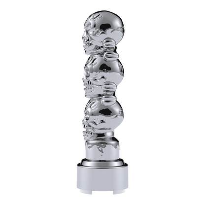 Thread-On 3-Skulls Gearshift Knob With Adapter For Eaton-Fuller 9/10 Speed Shifter-Chrome