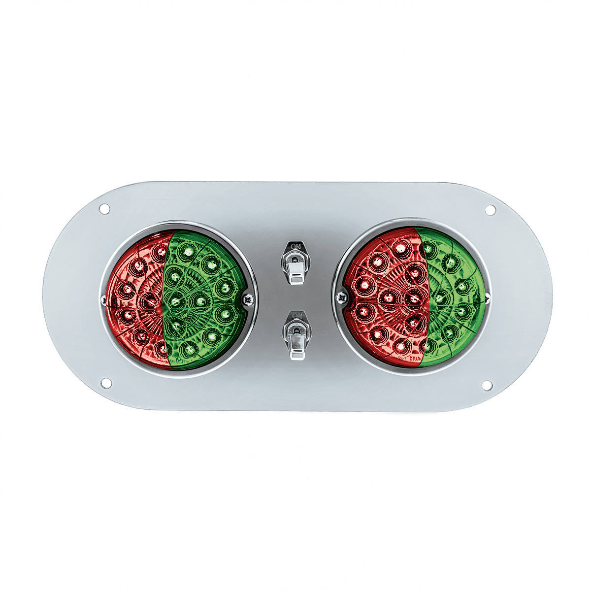 304 SS Above Door Dome Light Kit With 2 X 17 LED Double Fury Watermelon For KW & PB Trucks-Red & Green LED
