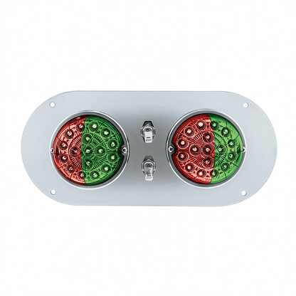 304 SS Above Door Dome Light Kit With 2 X 17 LED Double Fury Watermelon For KW & PB Trucks-Red & Green LED