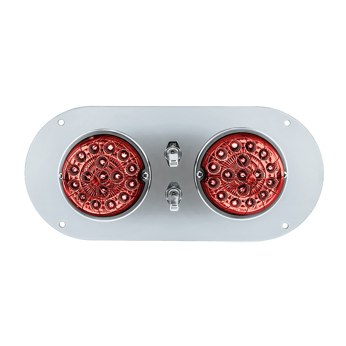 304 SS Above Door Dome Light Kit With 2 X 17 LED Double Fury Watermelon For KW & PB Trucks-Red & Green LED