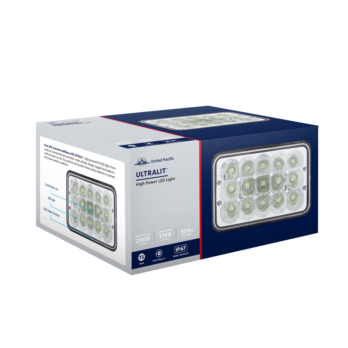 ULTRALIT - 15 High Power LED 4" X 6" Rectangular Light