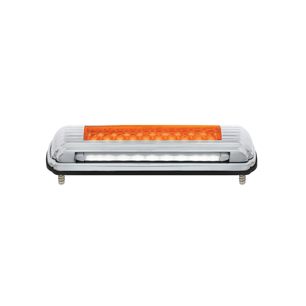 Chrome License Plate Light With Amber LED Auxiliary Light - Amber LED/Amber Lens