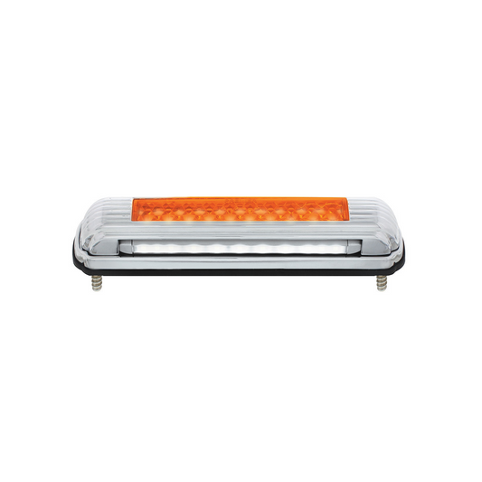 Chrome License Plate Light With Amber LED Auxiliary Light - Amber LED/Amber Lens