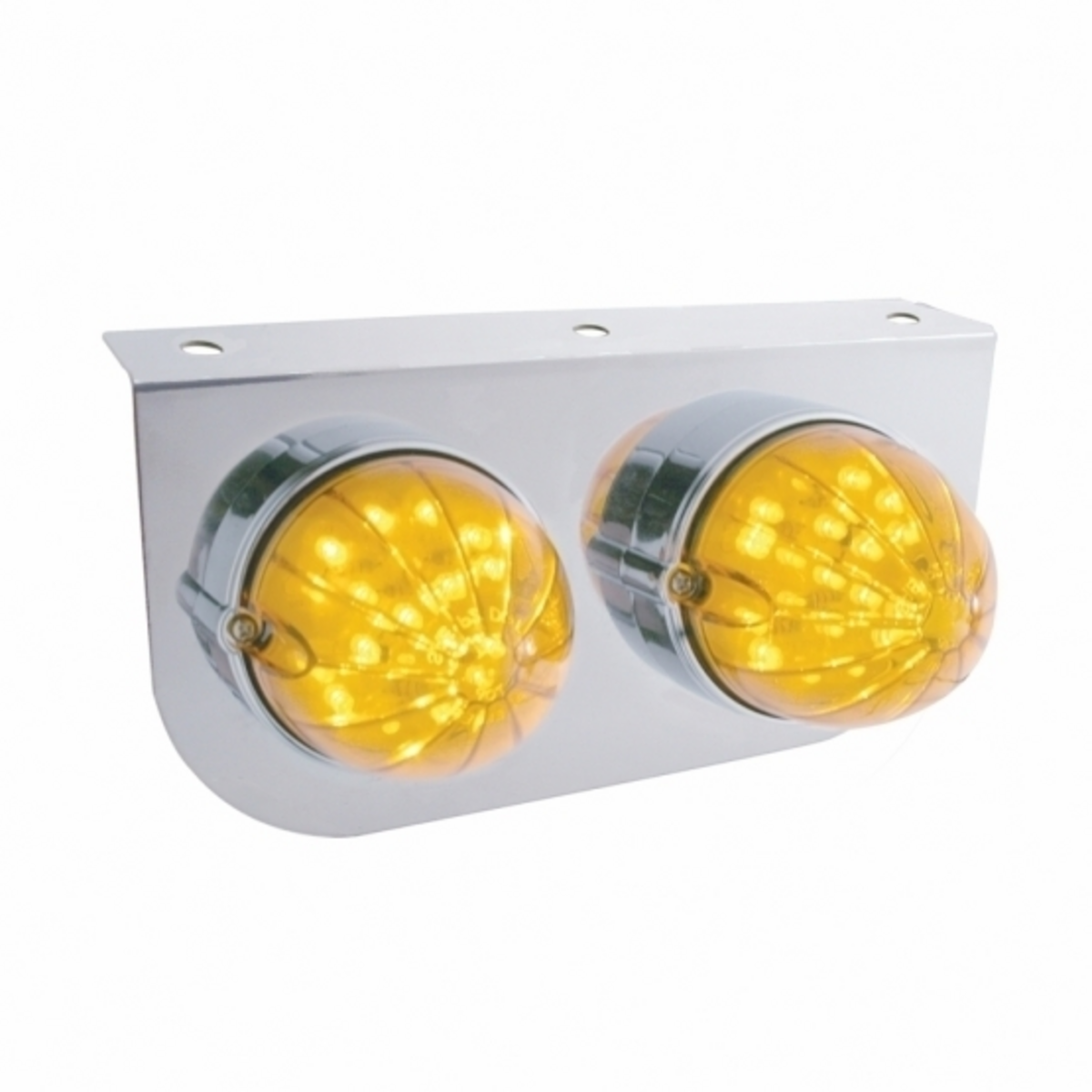 Stainless Light Bracket With 2X 19 LED Bullet Style Grakon 1000 Lights - Amber LED/Amber Lens