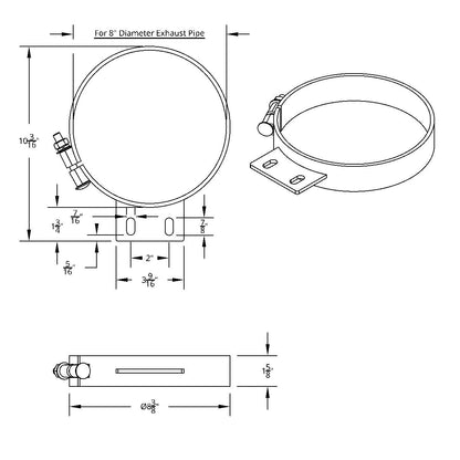 8" Chrome Cab Exhaust Clamp For Peterbilt