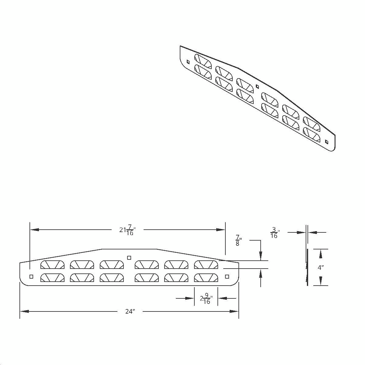 4" X 24" Stainless Louvered Bottom Mud Flap Plate - Bolt Thru