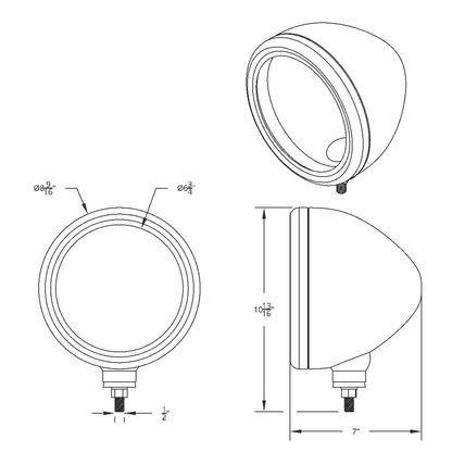 Chrome "CLASSIC" Headlight Housing - No Turn Signal