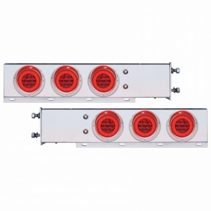 3-3/4" Bolt Pattern CR Spring Loaded Rear Bar W/6X 21 Red LED 4" GloLight & Visors - Red Lens (Pair)