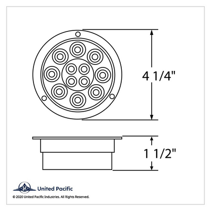 12 LED 4" Round Flange Mount Light (Stop, Turn & Tail) - Red LED/Red Lens (Bulk)
