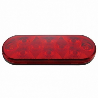 3-3/4" Bolt Pattern SS Spring Loaded Bar With 6 Oval 10 LED Lights & Visors -Red LED & Lens (Pair)