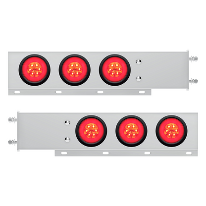 3-3/4" Bolt Pattern Deluxe SS Spring Loaded Bar W/6X 21 Red LED 4" GloLight -Clear Lens (Pair)