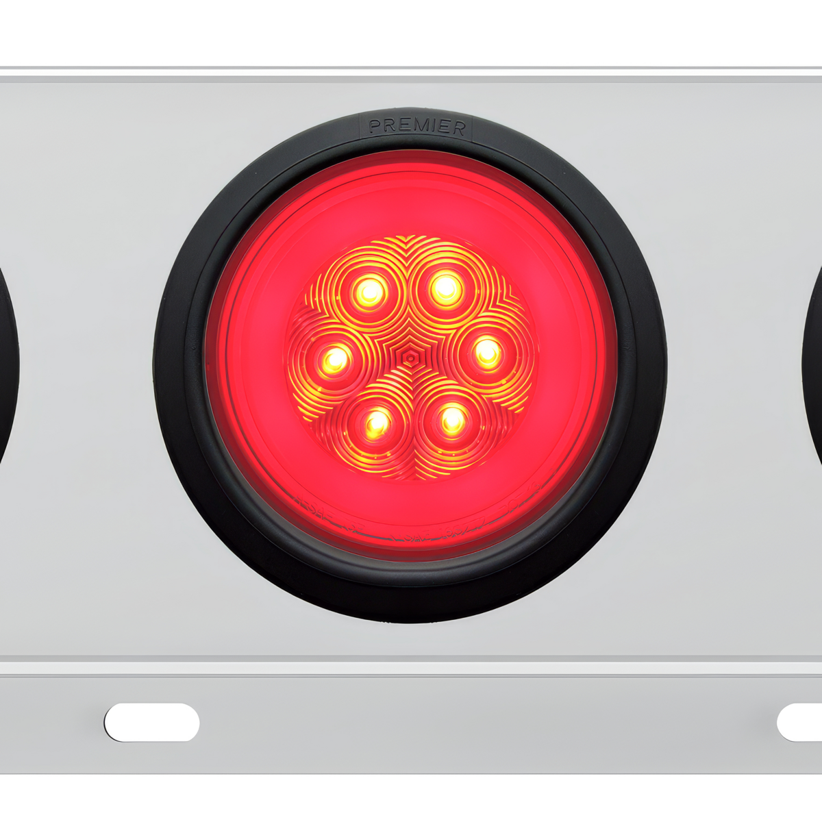 3-3/4" Bolt Pattern Deluxe SS Spring Loaded Bar W/6X 21 Red LED 4" GloLight -Clear Lens (Pair)