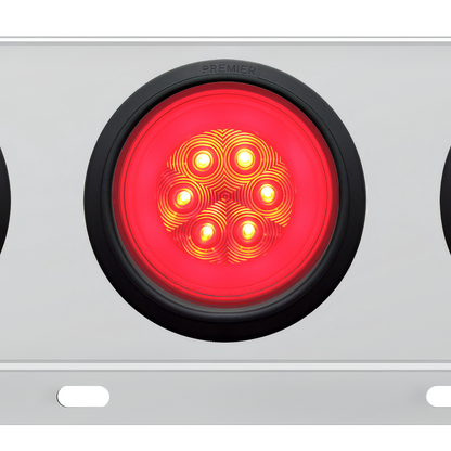 3-3/4" Bolt Pattern Deluxe SS Spring Loaded Bar W/6X 21 Red LED 4" GloLight -Clear Lens (Pair)