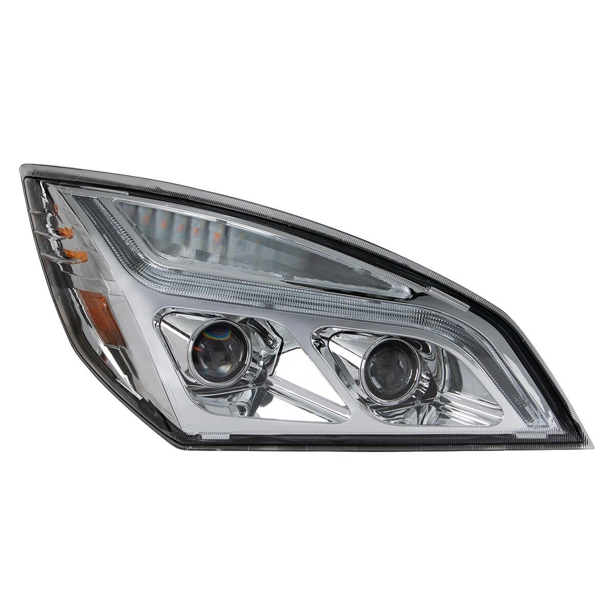 Chrome LED Projection Headlight With LED Position Light For 2018-2024 Freightliner Cascadia - Passenger