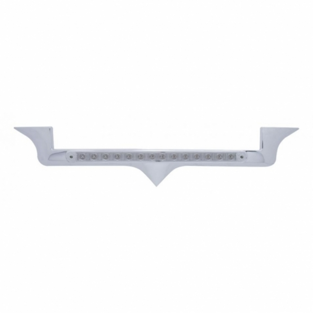 Chrome Hood Emblem Trim With 14 LED Light Bar For Kenworth - Amber LED/Clear Lens