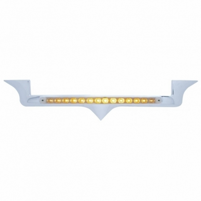 Chrome Hood Emblem Trim With 14 LED Light Bar For Kenworth - Amber LED/Clear Lens