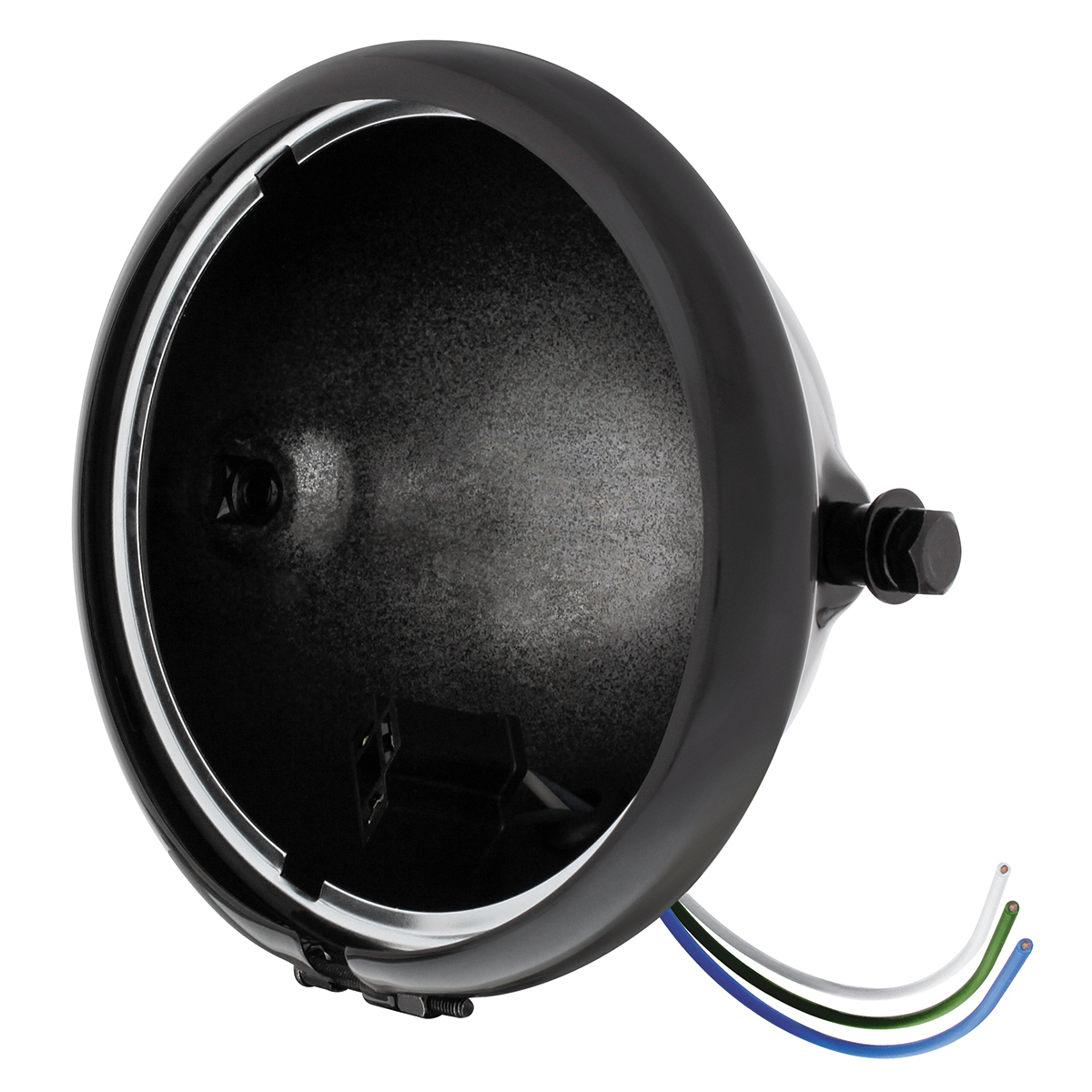 Black 5-3/4" Motorcycle Headlight Housing Only - Side Mount