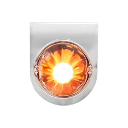 Dual Function Glass Watermelon Light With Stainless Steel Light Bracket Kit With LED Bulb-Amber LED/Amber Lens