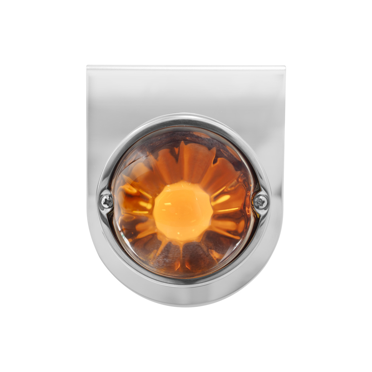 Dual Function Glass Watermelon Light With Stainless Steel Light Bracket Kit With LED Bulb-Amber LED/Amber Lens