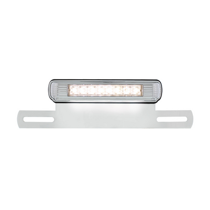 Chrome License Plate Light & Bracket With White LED Backup Light - White LED/Clears Lens