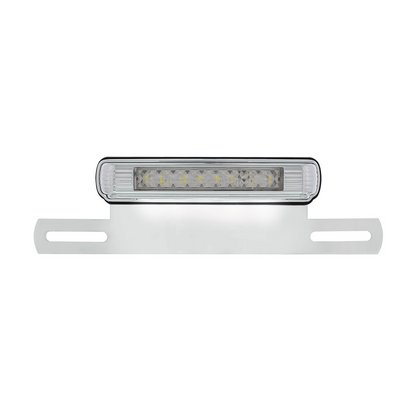 Chrome License Plate Light & Bracket With White LED Backup Light - White LED/Clears Lens
