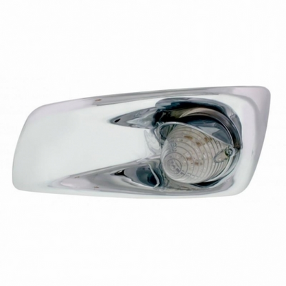 Fog Light Cover With 19 LED Beehive Light & Visor For 2007-17 KW T660 (Driver) - Amber LED/ Clear Lens