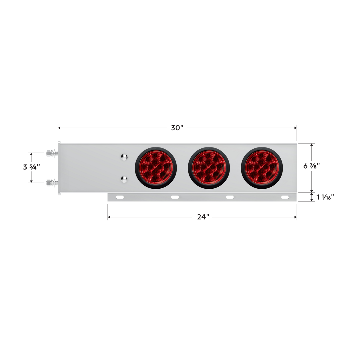 3-3/4" Bolt Pattern Deluxe SS Spring Loaded Bar W/6X 12 LED 4" Light -Red LED & Lens (Pair)