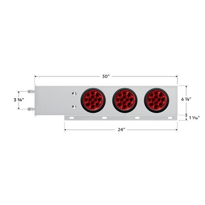 3-3/4" Bolt Pattern Deluxe SS Spring Loaded Bar W/6X 12 LED 4" Light -Red LED & Lens (Pair)