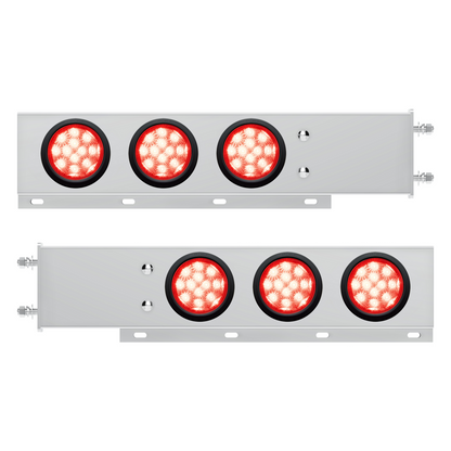 3-3/4" Bolt Pattern Deluxe SS Spring Loaded Bar W/6X 12 LED 4" Light -Red LED & Lens (Pair)